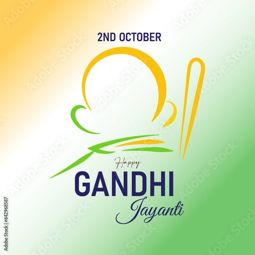 Happy Gandhi Jayanti and 2 October Celebration  vector, illustration, hand drawn creative design, Background, Banner, Poster, Greeting card 