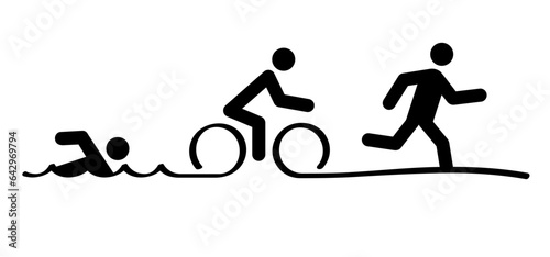 Triathlon line pattern. Triatlon route. Sports for swimming, cycling and running or run, bike and swim pictogram. Funny flat vector activity icon symbol. Triathlete, triathletes race. Competition.