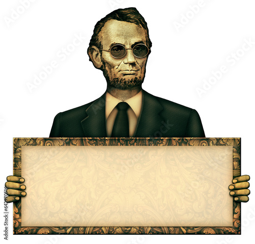 Blank Sign Held by Abraham Lincoln