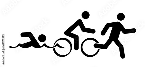 Triathlon line pattern. Triatlon route. Sports for swimming, cycling and running or run, bike and swim pictogram. Funny flat vector activity icon symbol. Triathlete, triathletes race. Competition.