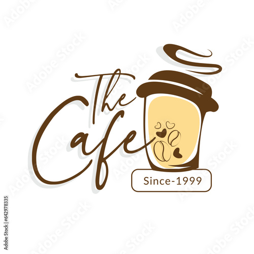 Tea Coffee logo minimalistic bright colors splash green tea, coffee beans smoke modern fresh clean symbol vector
