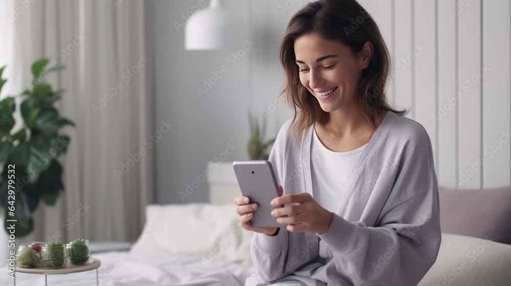 morning casual easy cosy comfort woman using smartphone social media online wireless technology connecting woman sit on sofa in living room at home morning casual easy cosy comfort woman using smartphone social media online wireless technology connecting woman sit on sofa in living room at home