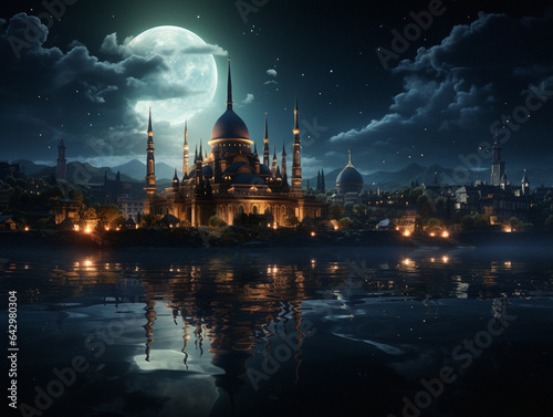 Enchanting Moonlit Mosque © Indika Rz