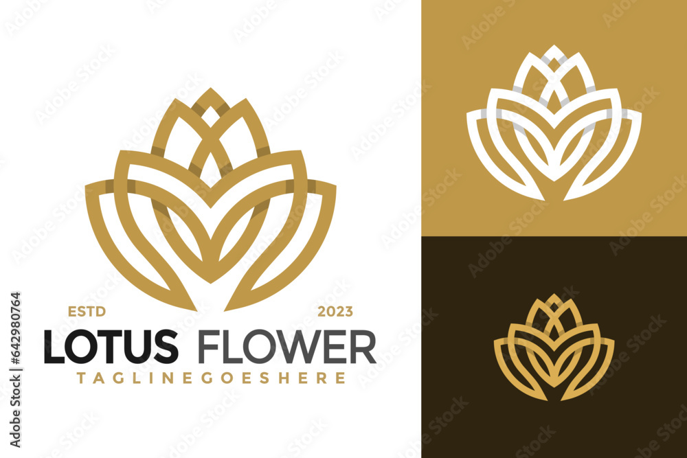 Letter M Lotus Flower logo design vector symbol icon illustration