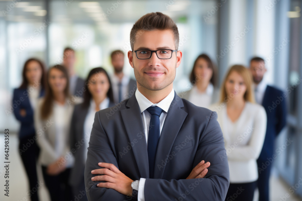 Multiracial diverse business team headed with boss posing to camera. Smiling businesspeople in office. The concept of business. Multiracial diverse business team headed with boss posing to camera. Smiling businesspeople in office. The concept of business.