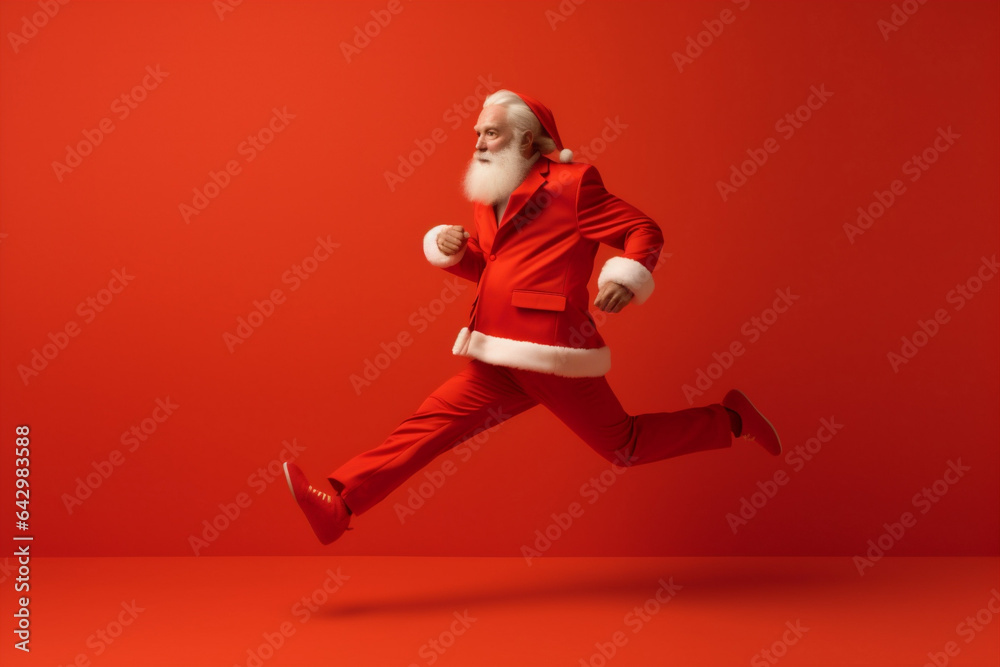man christmas delivery claus gift run red present holiday santa isolated. Generative AI.