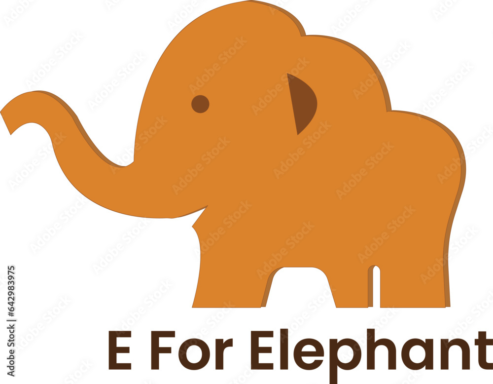 Fototapeta premium Cartoon elephant isolated on white background E for elephant