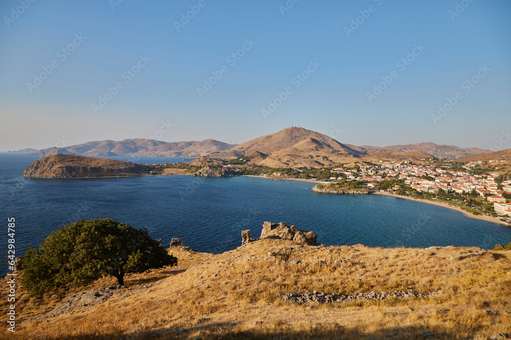 The port of Mirina on the island of Limnos in Greece. Many people make vacation here on the island. 