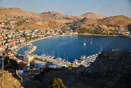 The port of Mirina on the island of Limnos in Greece. Many people make vacation here on the island. 