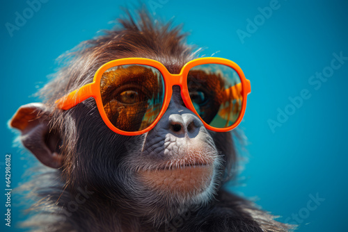 Funny portrait of a monkey with sun glasses  © Guido Amrein