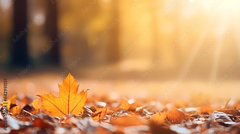 Autumn background with blur and leafs