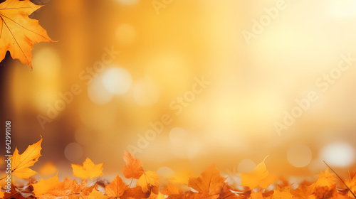 Autumn background with blur and leafs