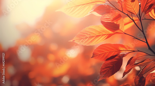 Autumn background with blur and leafs