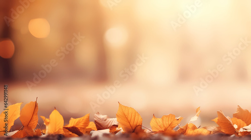 Autumn background with blur and leafs