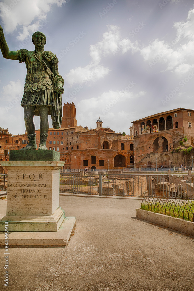Roman Forum with Statue of Emperor