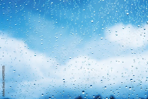 Wallpaper Mural Raindrops on a glass with a beautiful sky in blue and white Torontodigital.ca