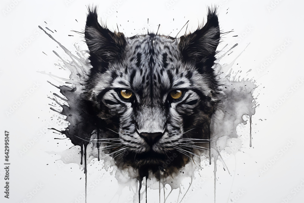 Fototapeta Panther Leopard Jaguar style Anime Cartoon Watercolor