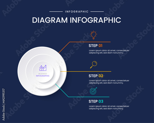 business Infographic Circle Template for Powerpoint with 4 Step or options. 