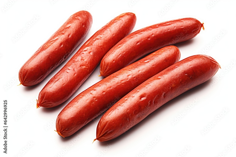 Tasty boiled sausages on a white background Tasty boiled sausages on a white background
