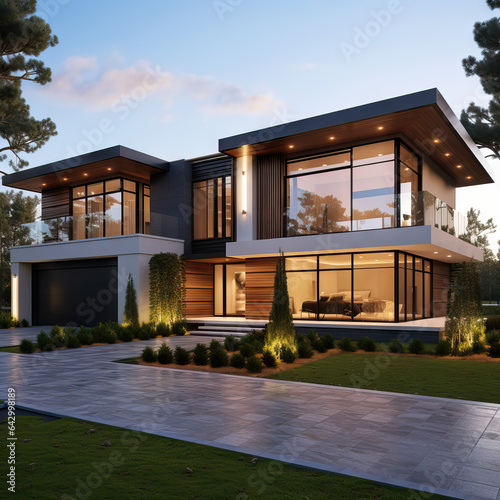 Modern villa design with consistent lighting