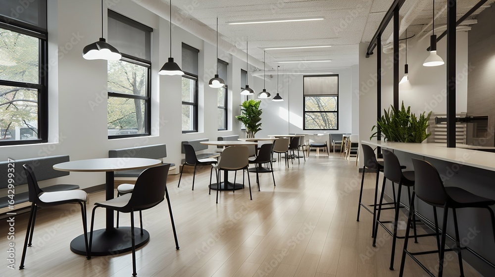 Co-working space in modern interior. Generative AI Co-working space in modern interior. Generative AI