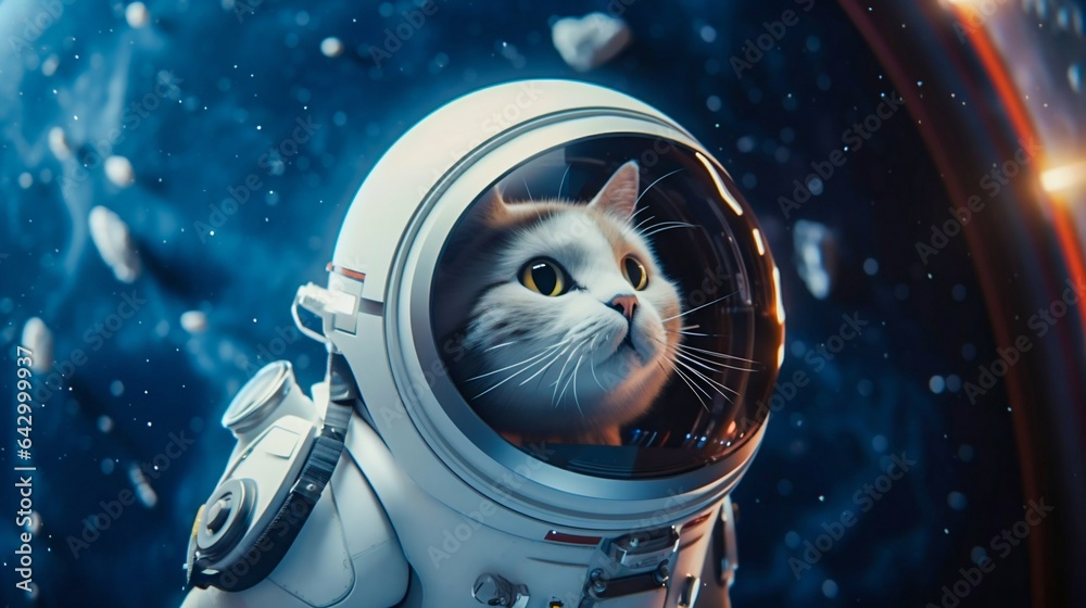 Cute space cat on a big spaceship.Generative AI Cute space cat on a big spaceship.Generative AI