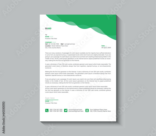 Corporate Green and black letterhead template