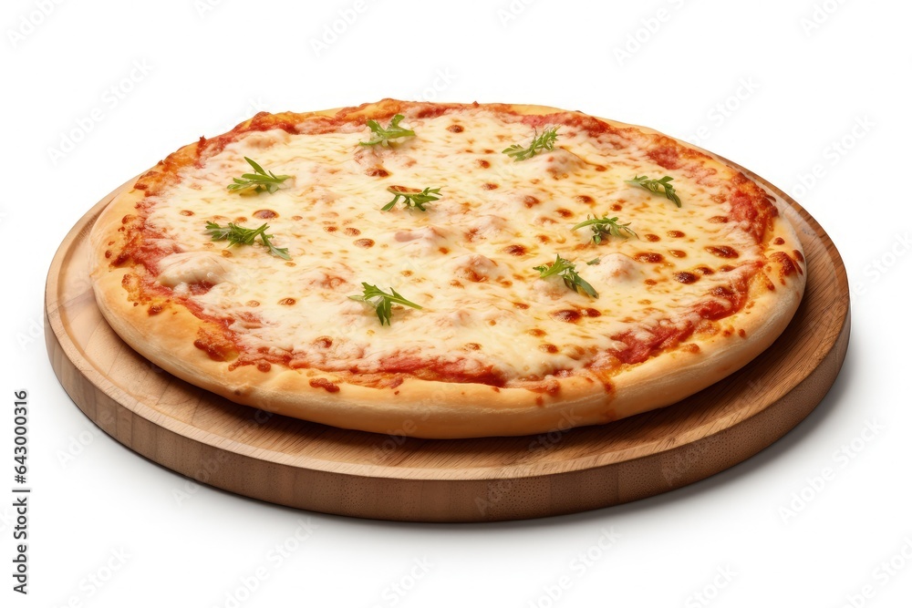 White background with margarita pizza