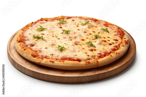 White background with margarita pizza