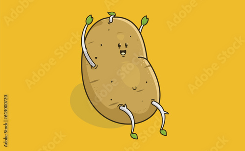 happy potato grow sprouts illustration