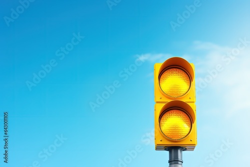 Yellow traffic light with Clipping Path in blue sky
