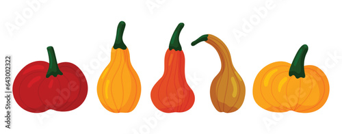 Wallpaper Mural Vector cartoon pumpkins set. Autumn harvest icon for thanksgiving, halloween collection isolated on white background. Torontodigital.ca