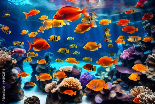 Mesmerizing Underwater Wonderland: Coral Reefs and Tropical Fish in Their Natural Habitat