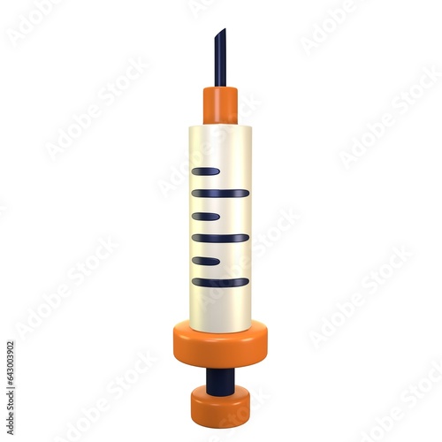 3D design of injection icon. 3D Injection detailed illustration. 3D design vaccination.
