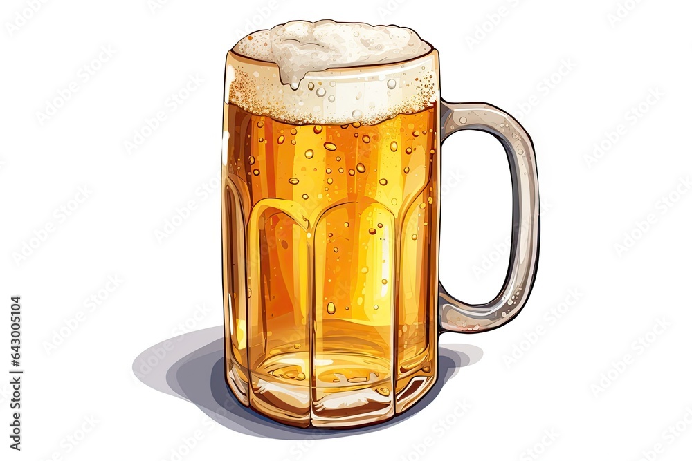 A bird's-eye view of an isolated beer mug on a white background.