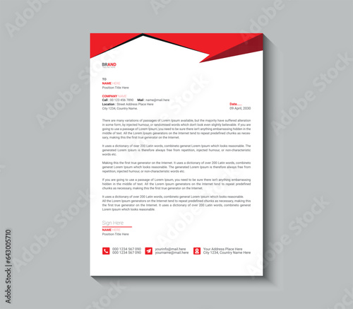 Creative Red and black Letterhead template design