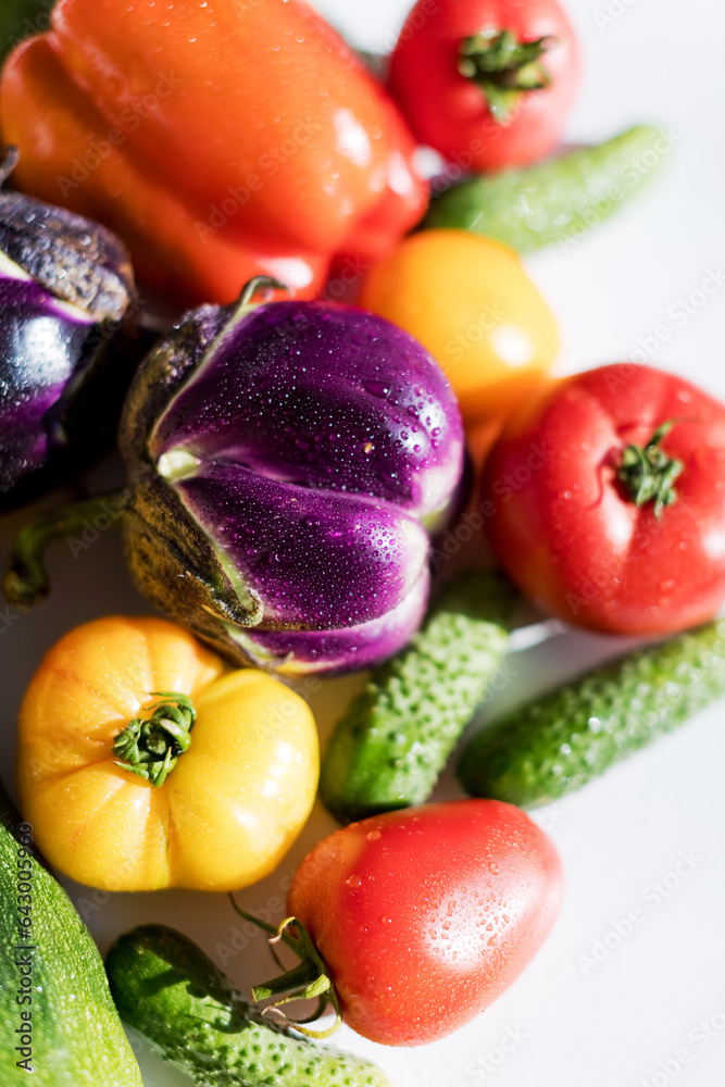 Fresh farm vegetables on white background Fresh farm vegetables on white background