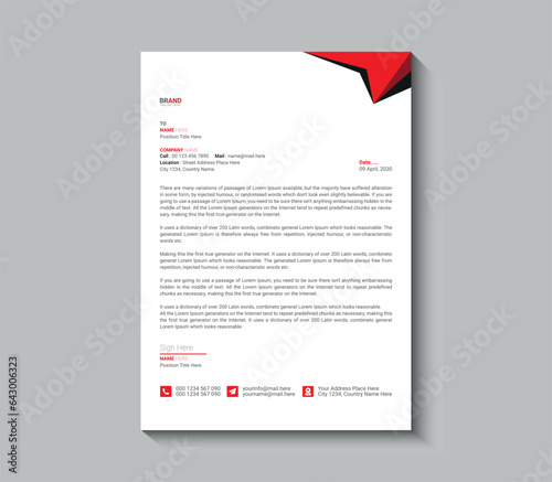 Creative Red and black Letterhead template design