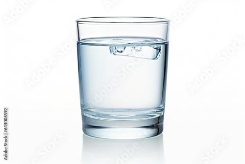 A glass containing tap water, placed on a white background, with the option for easy removal of the background using a clipping path.