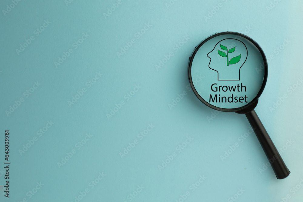 Personal Attitude,Positive thinking,Good mindset,Growth mindset,Business Motivational,Business Motivational concept.,Magnifyglass focus on growth mindset icon use for business,education,attitude.