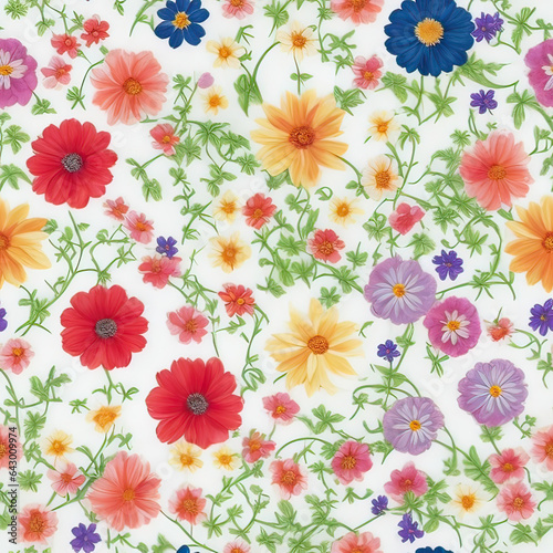 Abstract seamless pattern of colors, in gouache-watercolor style