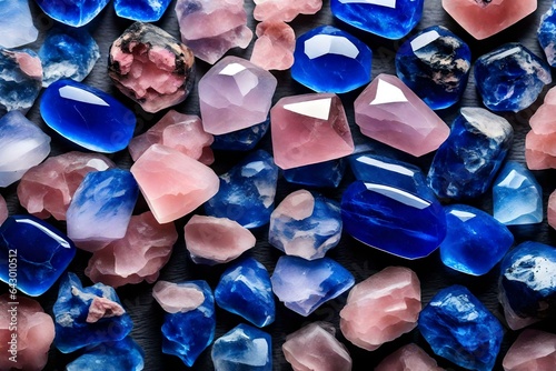 Blue and pink quartz minerals background