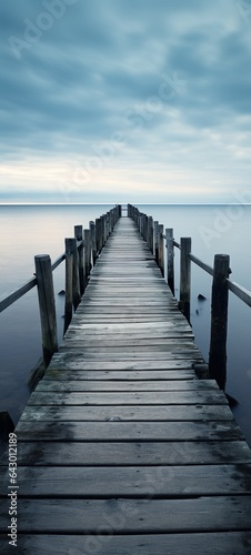 Wooden pier iPhone wallpaper made with Ai generative technology