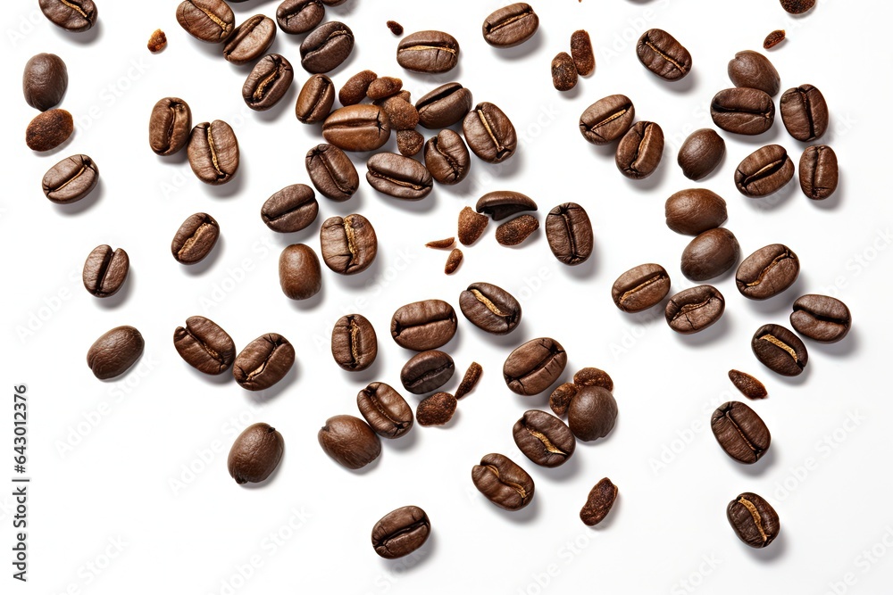 Obraz premium Coffee beans falling white background clipping path
