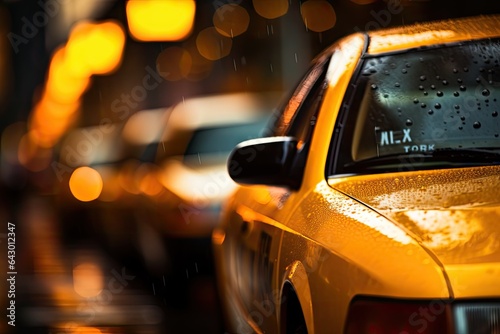 Close-up shot of a taxi sign highlighting the focus on taxi service vehicles.