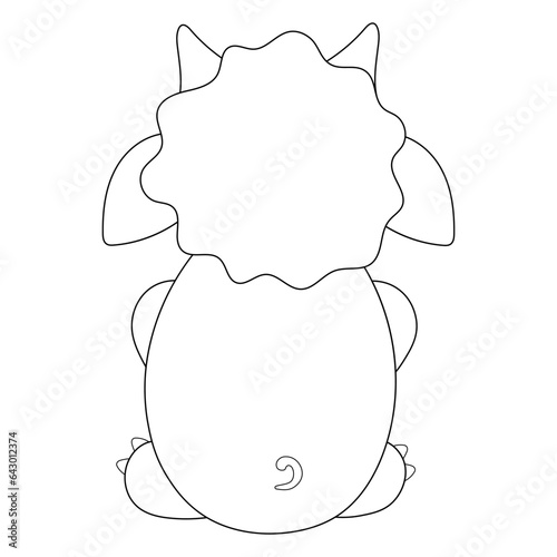 The outline of the fictional character of a ram is a monster, a coloring book on a white background. Vector illustration.