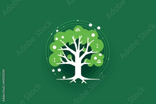 ESG icon concept with small tree for environmental  social  and governance in sustainable and ethical business on the Network connection on a green background