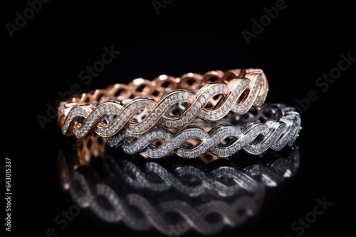 diamond bracelets against black backdrop