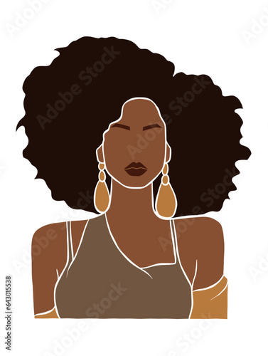 Abstract beautiful black afro woman illustration. Vector illustration.