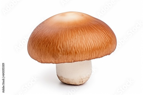 Edible mushroom royal brown champignon on white background Isolated